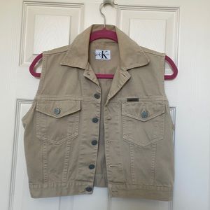 Khaki button up vest.